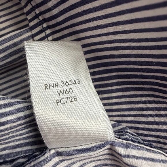 Calvin Klein 100% Cotton Blue/White Striped Long-Sleeve Button-Up Shirt, Large - Picture 6 of 10